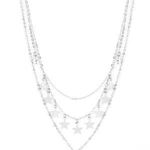 Americana Girl - Silver Necklace and Earrings Set